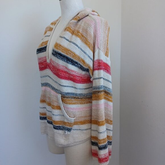 Billabong Hoodie Baja Beach Hooded Sweater Multi-Colored Stripe Womens Large - Picture 7 of 15